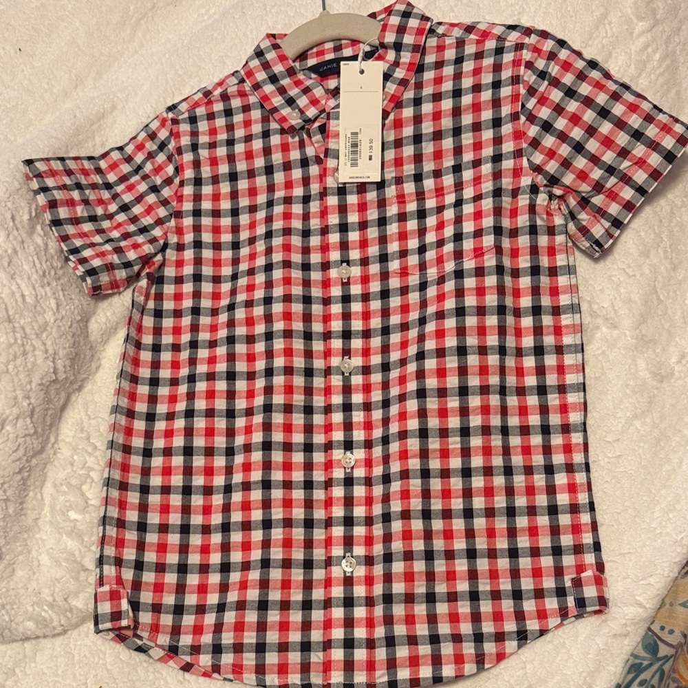 Janie and Jack Red and Black Plaid Shirt